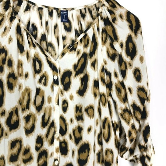 Old Navy Leopard Print 3/4 Sleeve Blouse - Picture 5 of 6